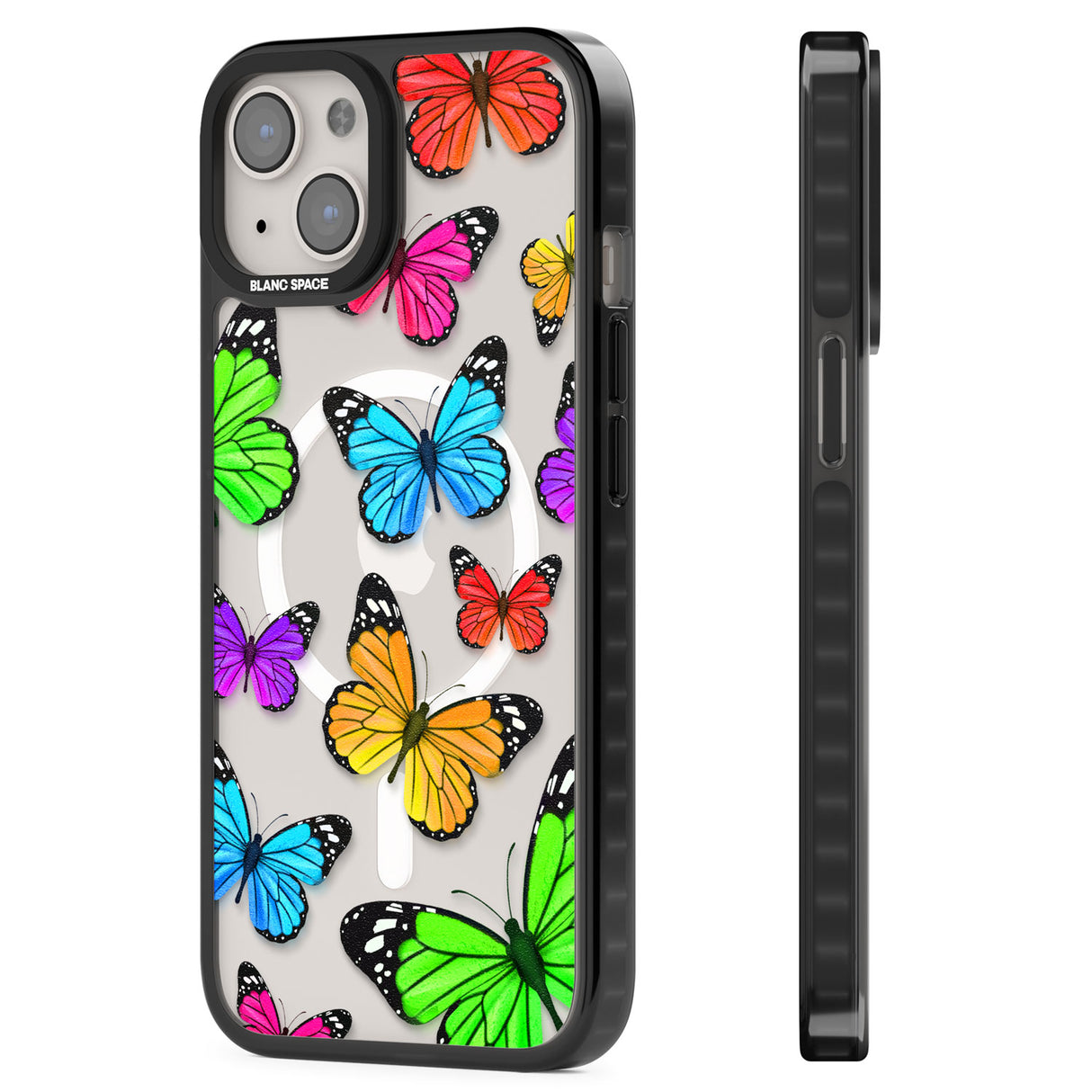 Vibrant Butterflies Magsafe Black Impact Phone Case for iPhone 13, iPhone 14, iPhone 15