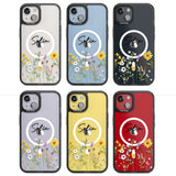 Personalised April Wildfowers Magsafe Black Impact Phone Case for iPhone 13, iPhone 14, iPhone 15