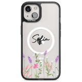 Personalised Lavender Wildflowers Magsafe Black Impact Phone Case for iPhone 13, iPhone 14, iPhone 15