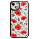 Poppy Garden Magsafe Black Impact Phone Case for iPhone 13, iPhone 14, iPhone 15