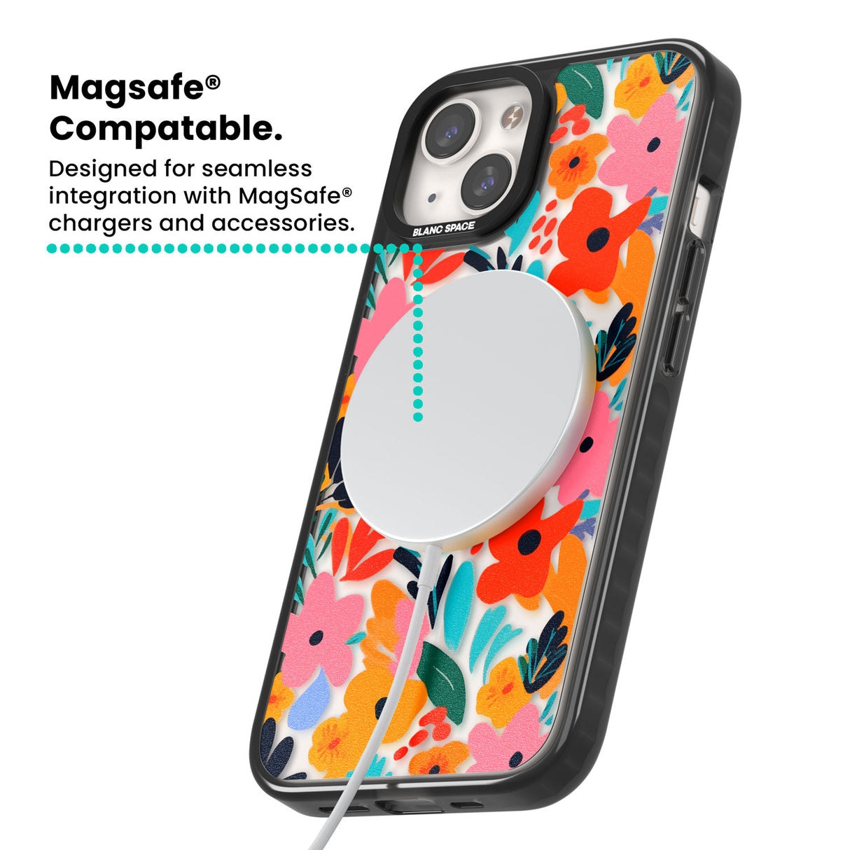 Floral Fiesta Magsafe Black Impact Phone Case for iPhone 13, iPhone 14, iPhone 15