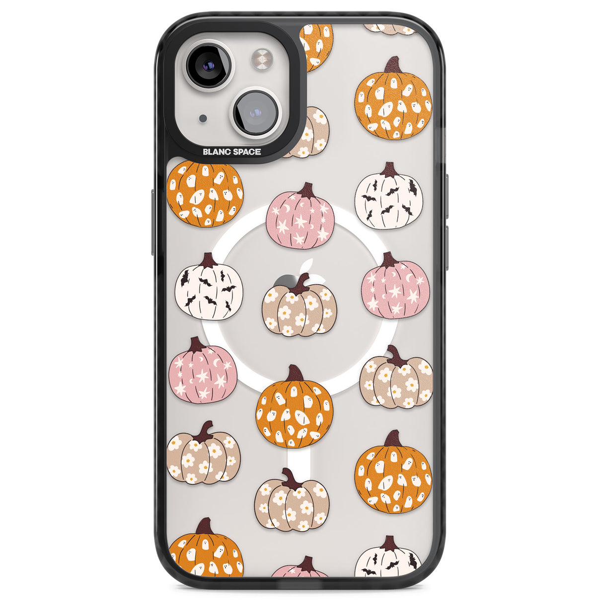 Floral Pumpkins Magsafe Black Impact Phone Case for iPhone 13, iPhone 14, iPhone 15