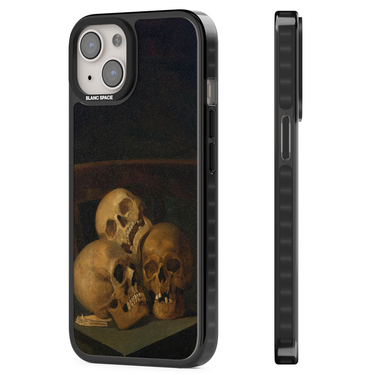 Still Life of Three Skulls Magsafe Black Impact Phone Case for iPhone 13, iPhone 14, iPhone 15