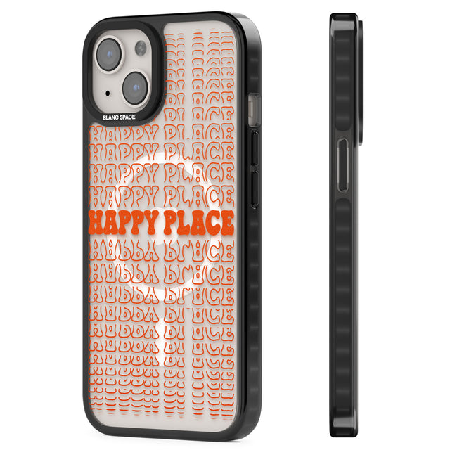 Happy Place (Orange) Magsafe Black Impact Phone Case for iPhone 13, iPhone 14, iPhone 15