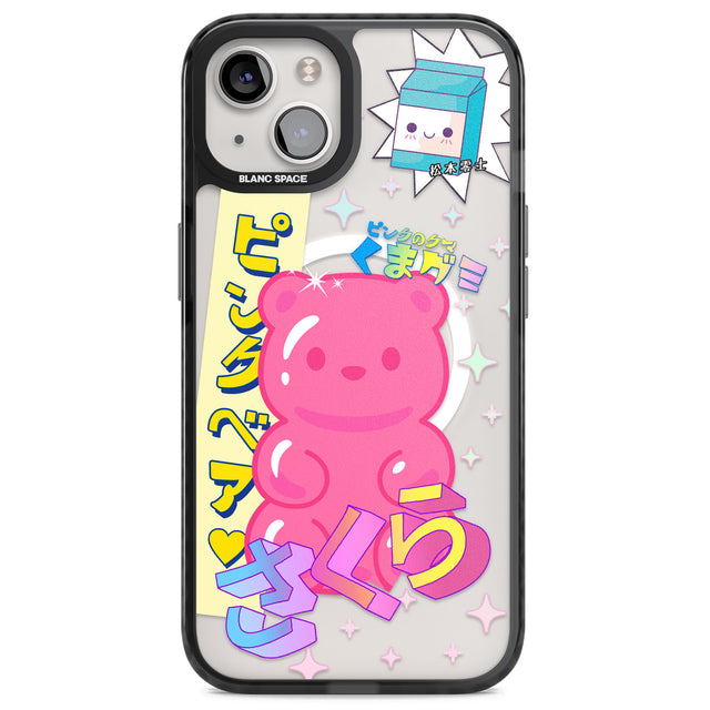 Kawaii Pink Bear Collage Magsafe Black Impact Phone Case for iPhone 13, iPhone 14, iPhone 15