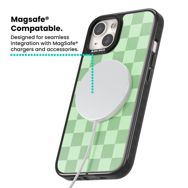 SEAFOAM CHECKERED Magsafe Black Impact Phone Case for iPhone 13, iPhone 14, iPhone 15