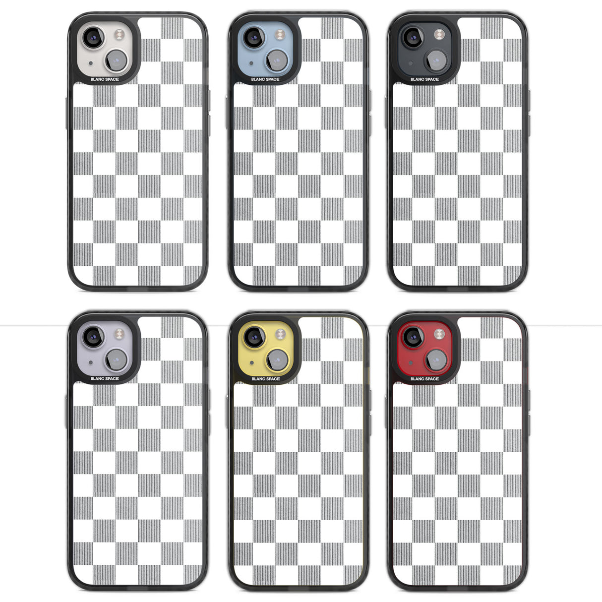 WHITE CHECKERED Magsafe Black Impact Phone Case for iPhone 13, iPhone 14, iPhone 15