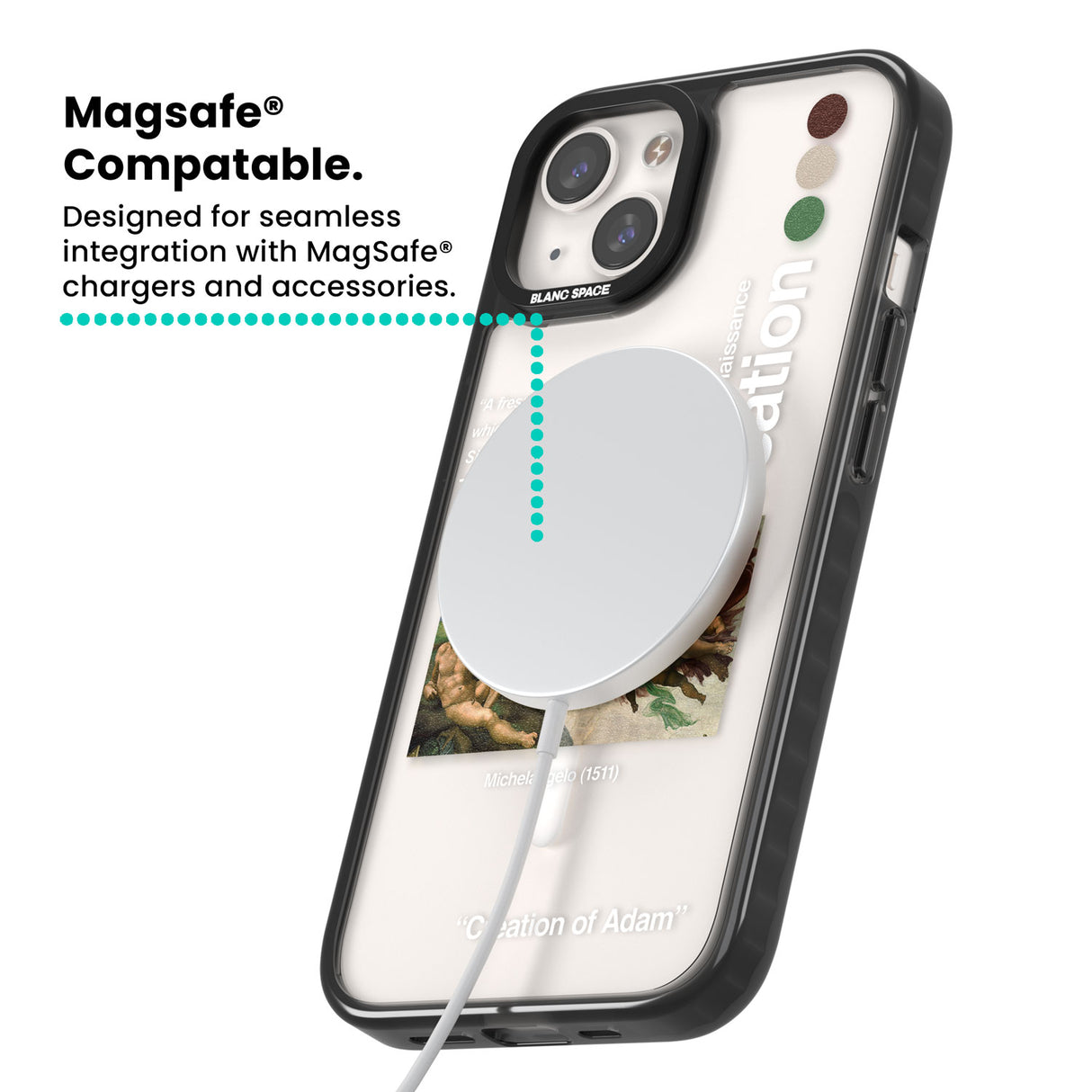 Creation of Adam - Michelangelo Magsafe Black Impact Phone Case for iPhone 13, iPhone 14, iPhone 15