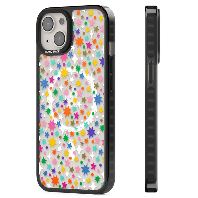 Rainbow Starburst Magsafe Black Impact Phone Case for iPhone 13, iPhone 14, iPhone 15