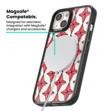 Rose Stars Pattern (Clear) Magsafe Black Impact Phone Case for iPhone 13, iPhone 14, iPhone 15