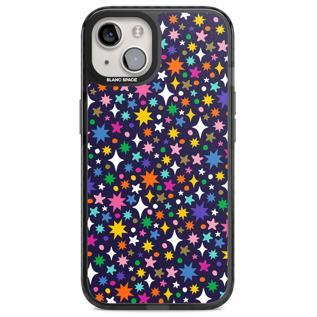 Rainbow Starburst (Purple) Magsafe Black Impact Phone Case for iPhone 13, iPhone 14, iPhone 15