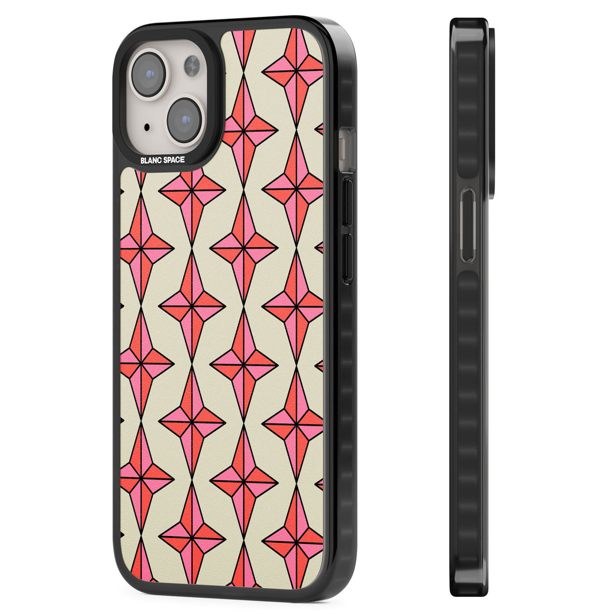 Rose Stars Pattern Magsafe Black Impact Phone Case for iPhone 13, iPhone 14, iPhone 15