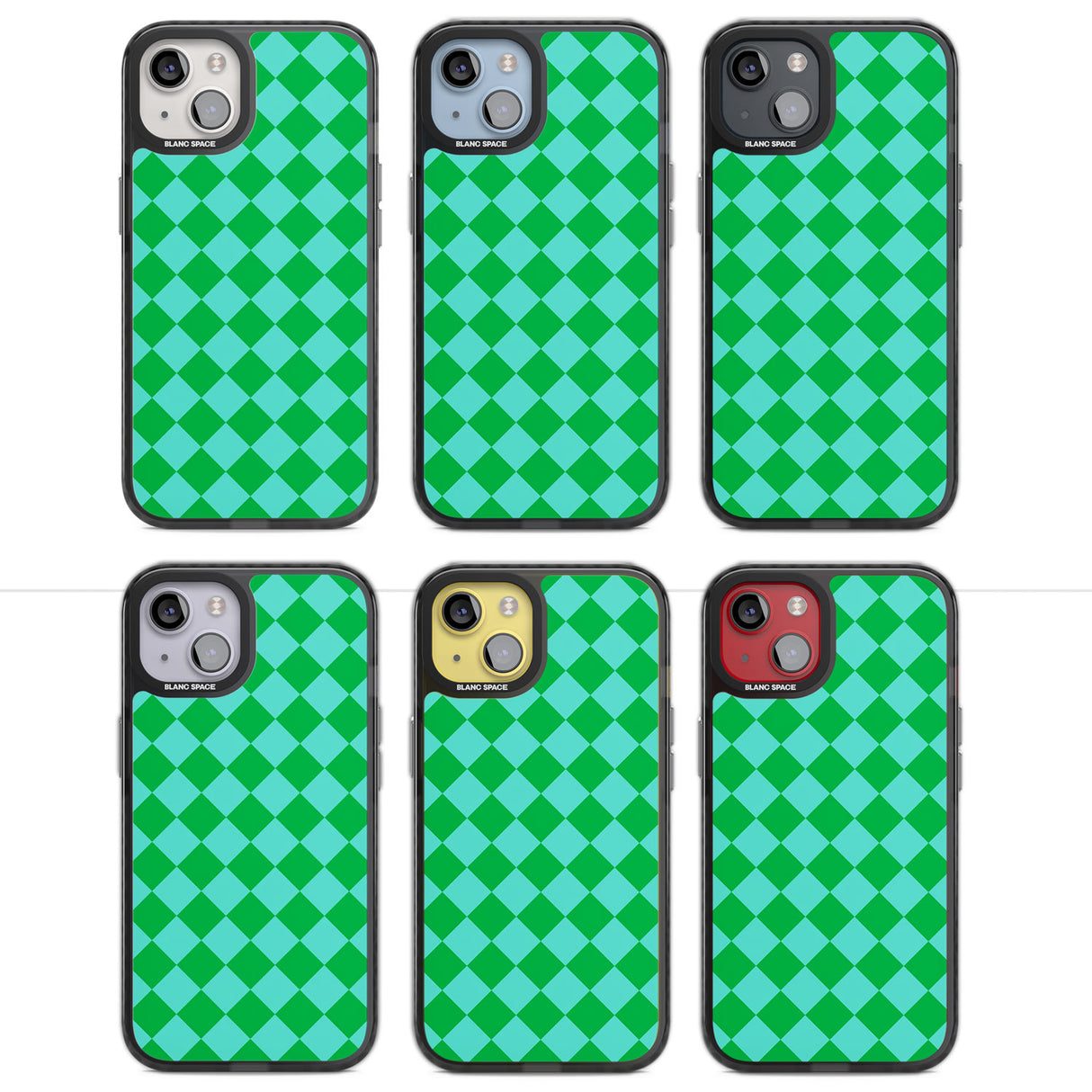 Retro Green Diamond Plaid Magsafe Black Impact Phone Case for iPhone 13, iPhone 14, iPhone 15