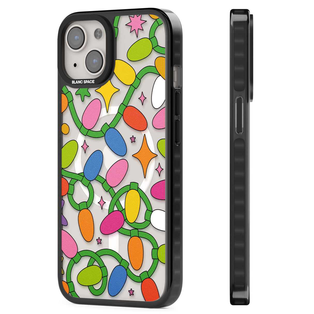 Festive Lights Pattern Magsafe Black Impact Phone Case for iPhone 13, iPhone 14, iPhone 15