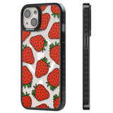 Strawberry Pattern Magsafe Black Impact Phone Case for iPhone 13, iPhone 14, iPhone 15