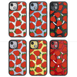 Strawberry Pattern Magsafe Black Impact Phone Case for iPhone 13, iPhone 14, iPhone 15