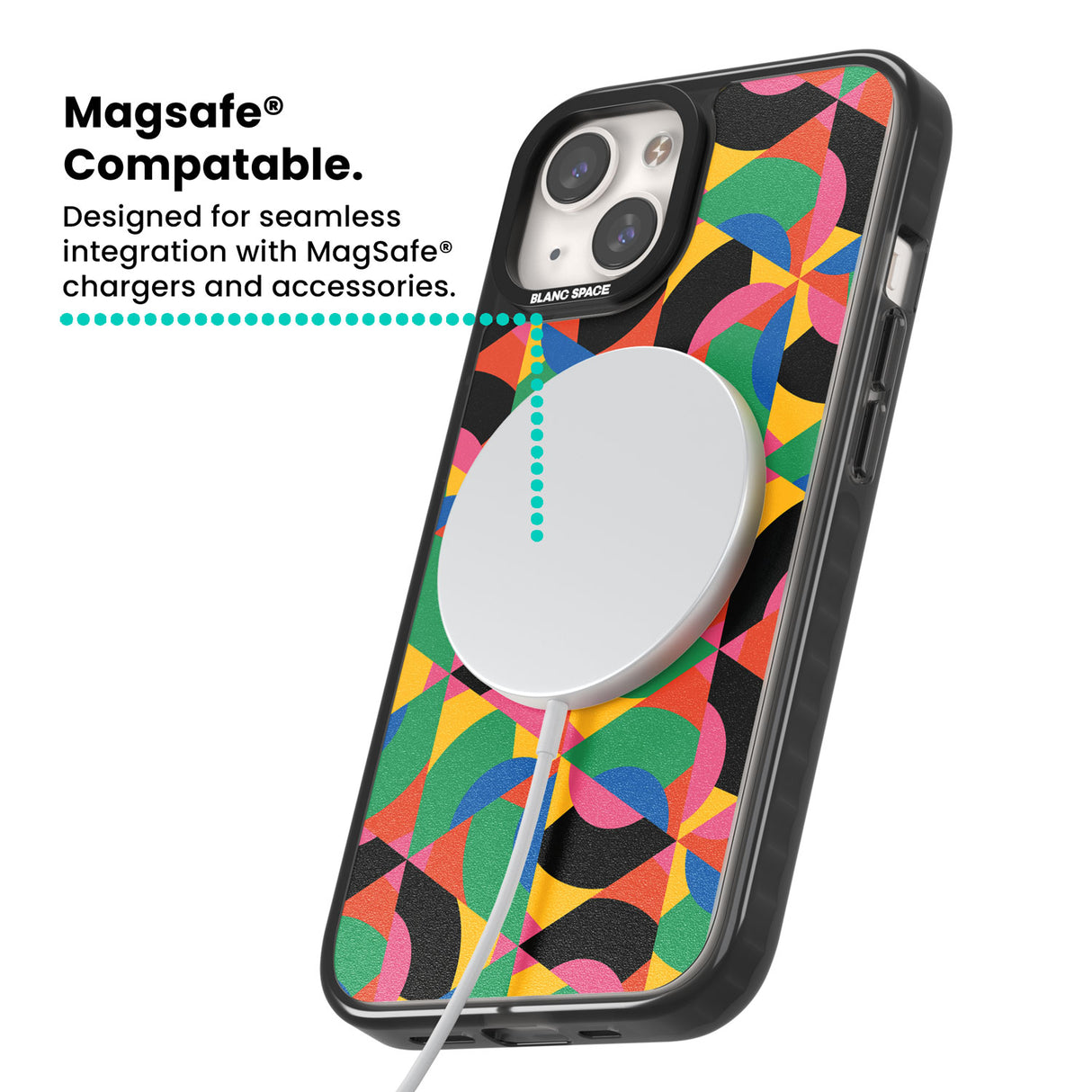 Abstract Carnival Magsafe Black Impact Phone Case for iPhone 13, iPhone 14, iPhone 15