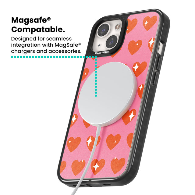 Sweet Hearts (Sunset) Magsafe Black Impact Phone Case for iPhone 13, iPhone 14, iPhone 15