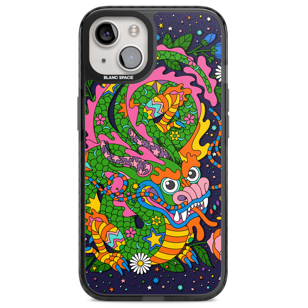 Psychedelic Jungle Dragon (Purple) Magsafe Black Impact Phone Case for iPhone 13, iPhone 14, iPhone 15