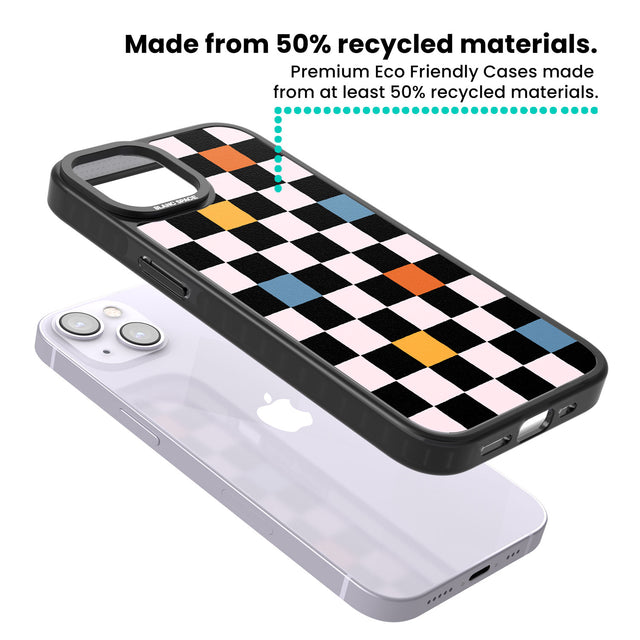 Vibrant Retro Checkered Magsafe Black Impact Phone Case for iPhone 13, iPhone 14, iPhone 15