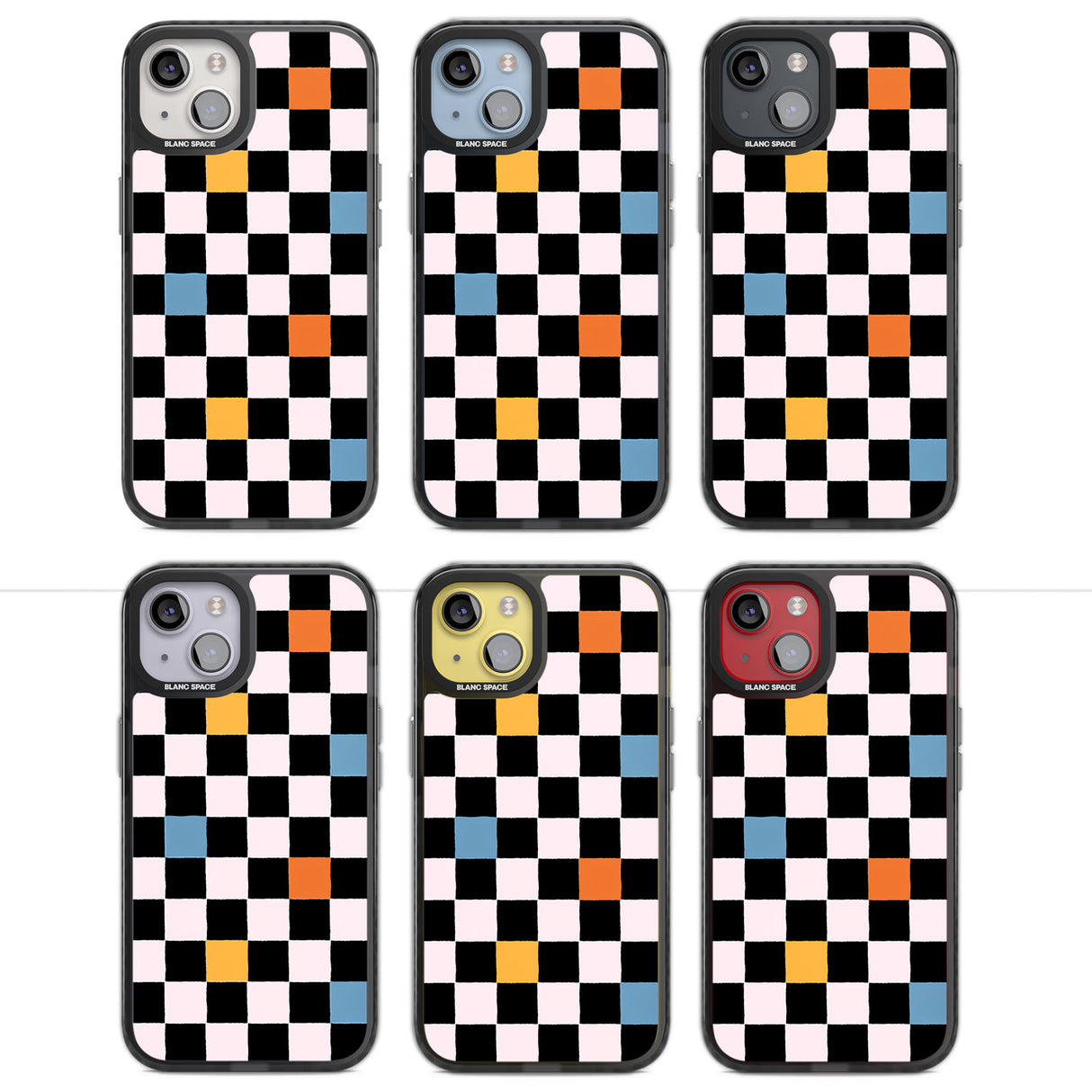 Vibrant Retro Checkered Magsafe Black Impact Phone Case for iPhone 13, iPhone 14, iPhone 15