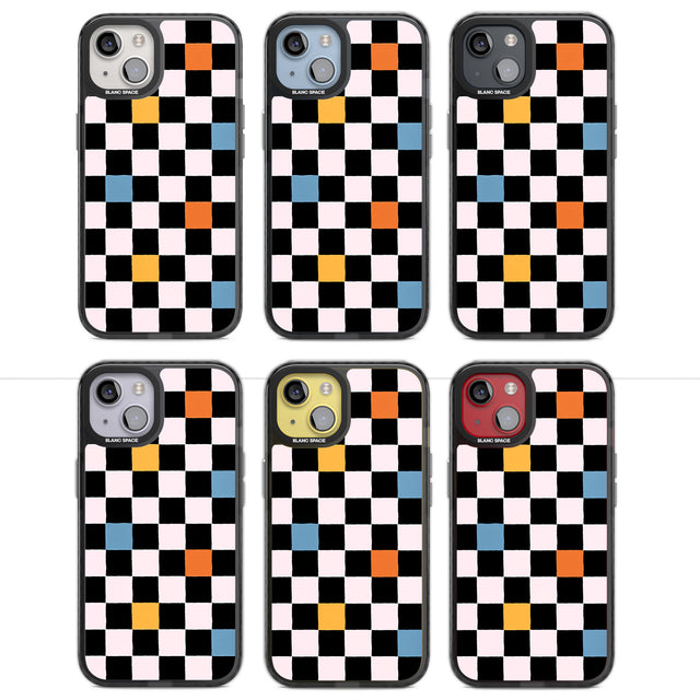 Vibrant Retro Checkered Magsafe Black Impact Phone Case for iPhone 13, iPhone 14, iPhone 15