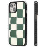 Green & Cream Wavy Check Magsafe Black Impact Phone Case for iPhone 13, iPhone 14, iPhone 15