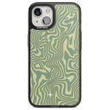 Green Abstract Wave Magsafe Black Impact Phone Case for iPhone 13, iPhone 14, iPhone 15