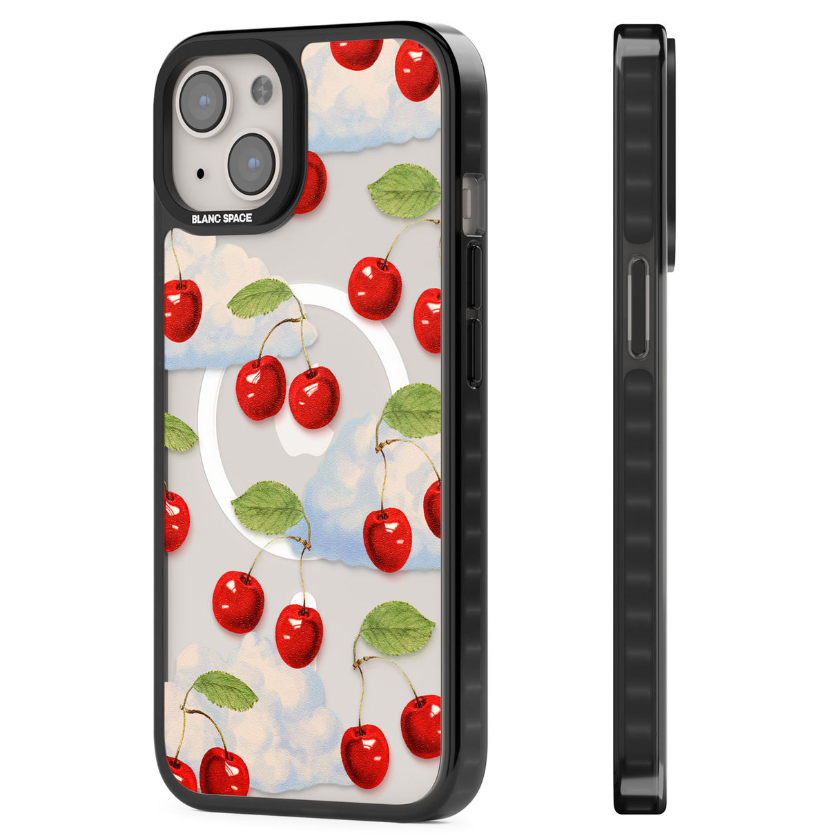 Vintage Cherries & Clouds Magsafe Black Impact Phone Case for iPhone 13, iPhone 14, iPhone 15