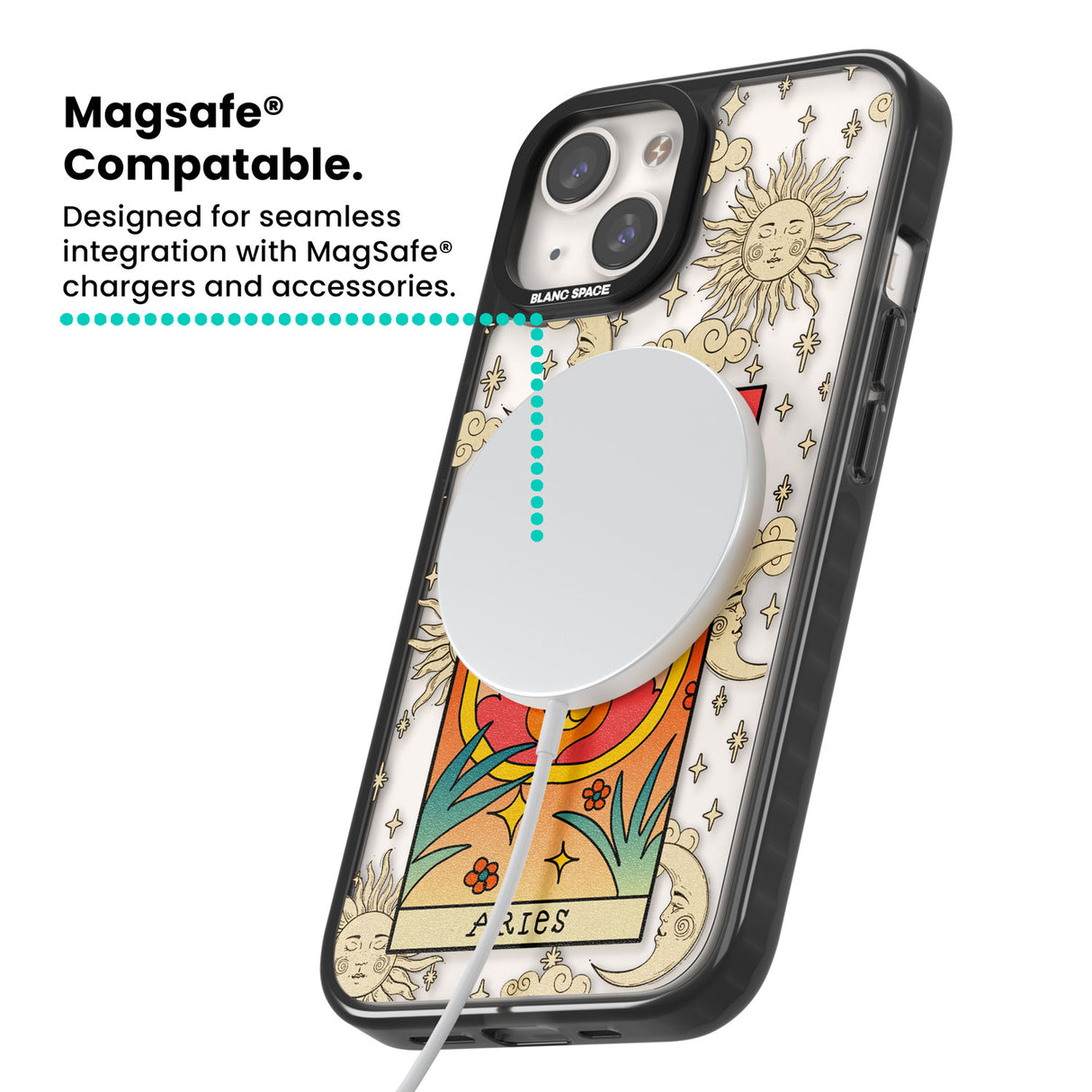 Celestial Zodiac - Aries Magsafe Black Impact Phone Case for iPhone 13, iPhone 14, iPhone 15