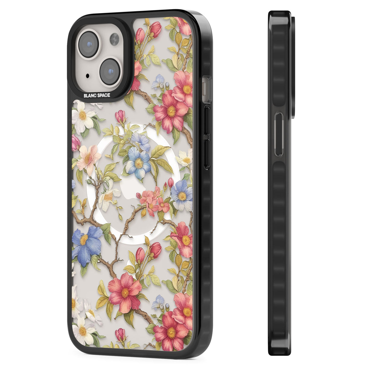 Vintage Vines & Flowers Magsafe Black Impact Phone Case for iPhone 13, iPhone 14, iPhone 15