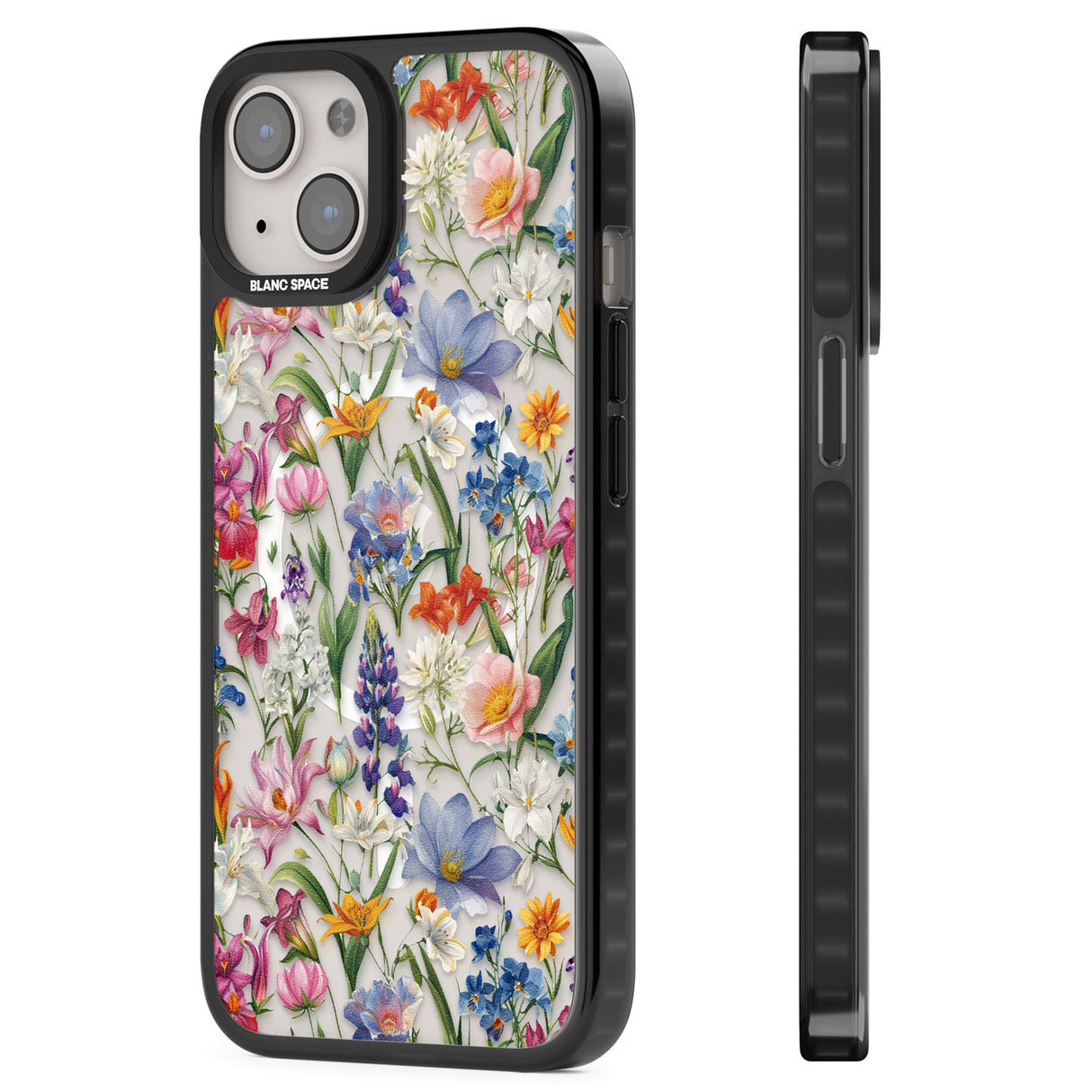 Vintage Wildflowers Magsafe Black Impact Phone Case for iPhone 13, iPhone 14, iPhone 15