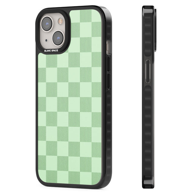 SEAFOAM CHECKERED Black Impact Phone Case for iPhone 13, iPhone 14, iPhone 15