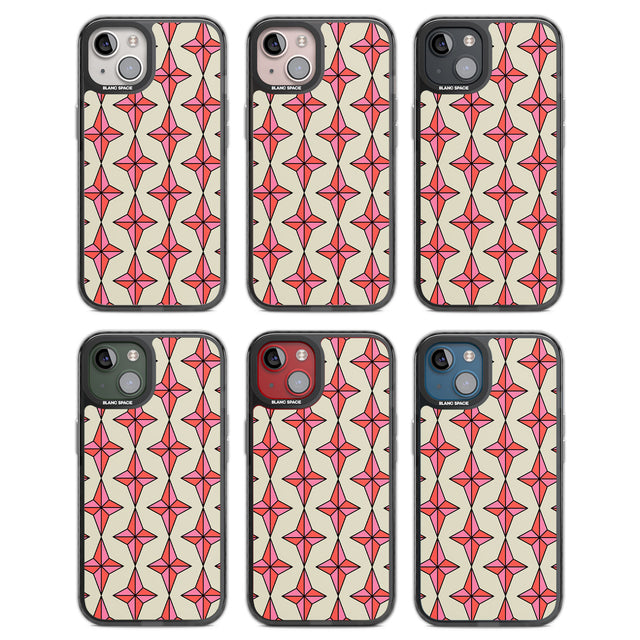 Rose Stars Pattern Black Impact Phone Case for iPhone 13, iPhone 14, iPhone 15