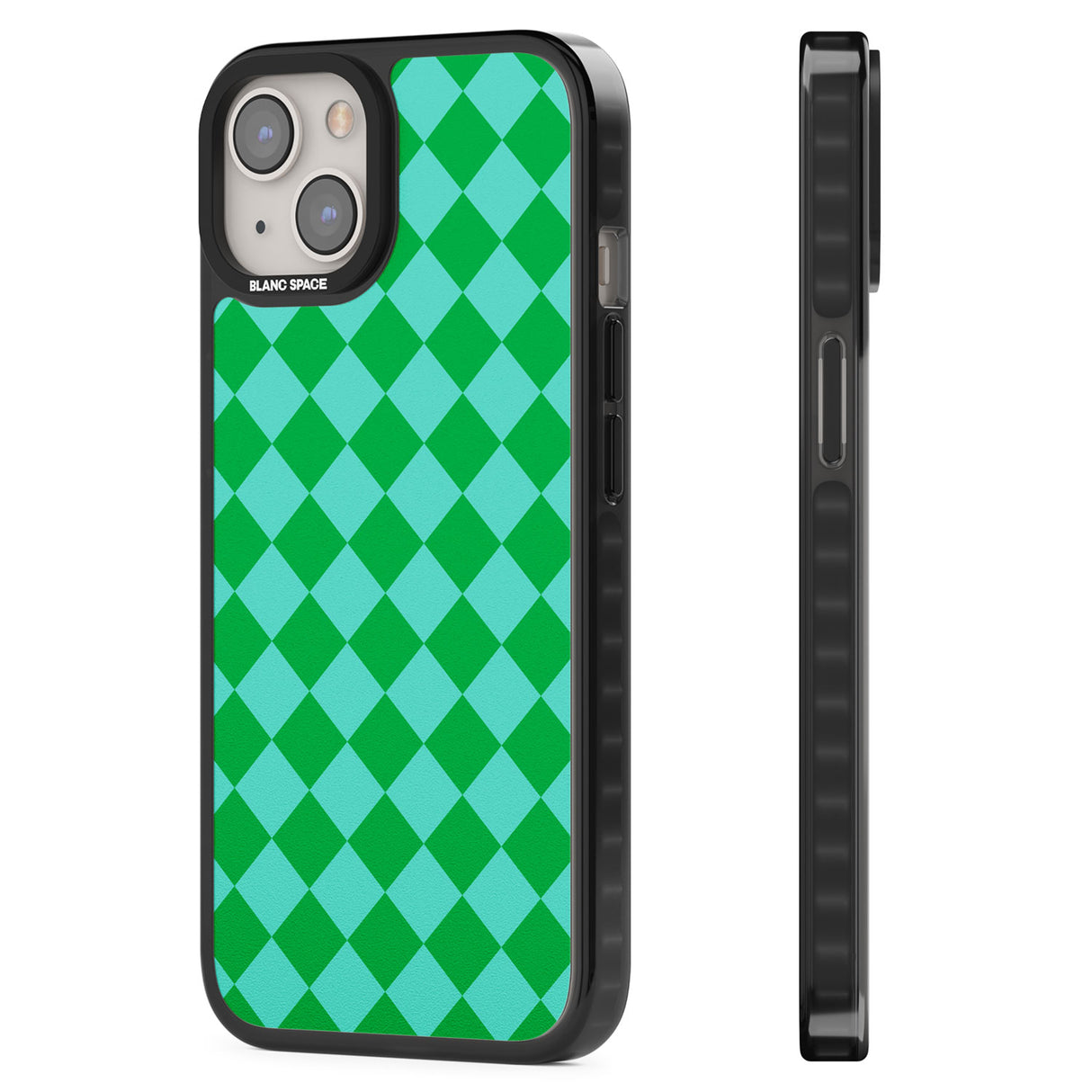 Retro Green Diamond Plaid Black Impact Phone Case for iPhone 13, iPhone 14, iPhone 15