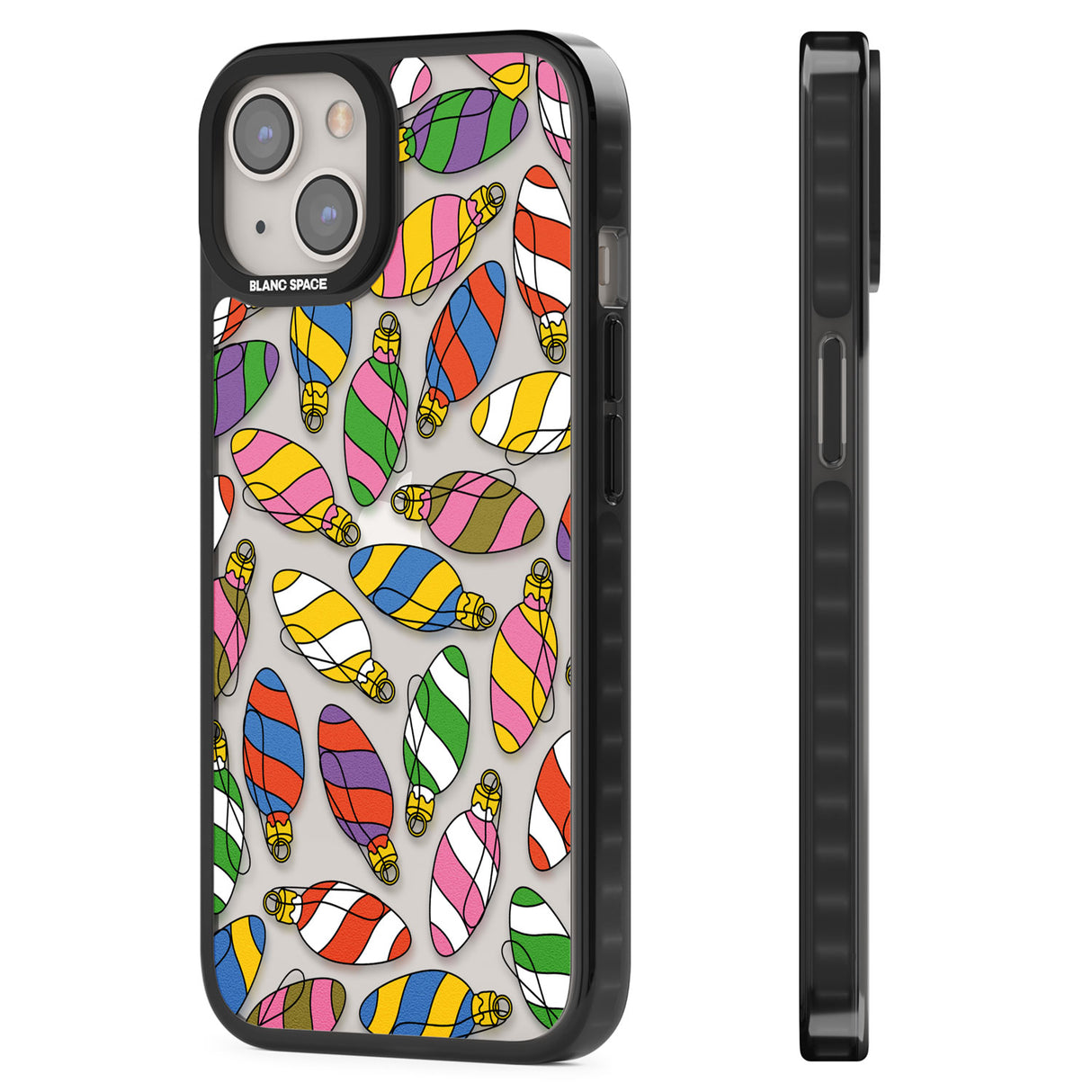 Colourful Holiday Ornaments Black Impact Phone Case for iPhone 13, iPhone 14, iPhone 15