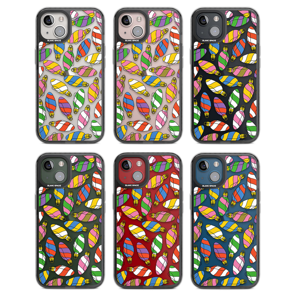 Colourful Holiday Ornaments Black Impact Phone Case for iPhone 13, iPhone 14, iPhone 15