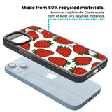 Strawberry Pattern Black Impact Phone Case for iPhone 13, iPhone 14, iPhone 15