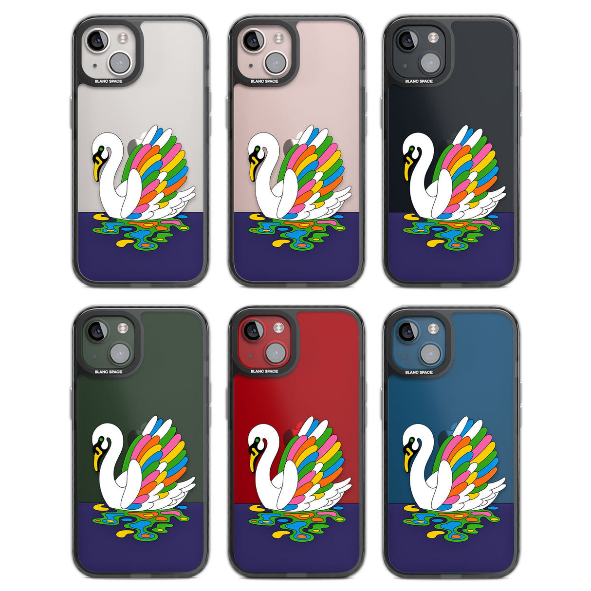 Serene Swan Black Impact Phone Case for iPhone 13, iPhone 14, iPhone 15