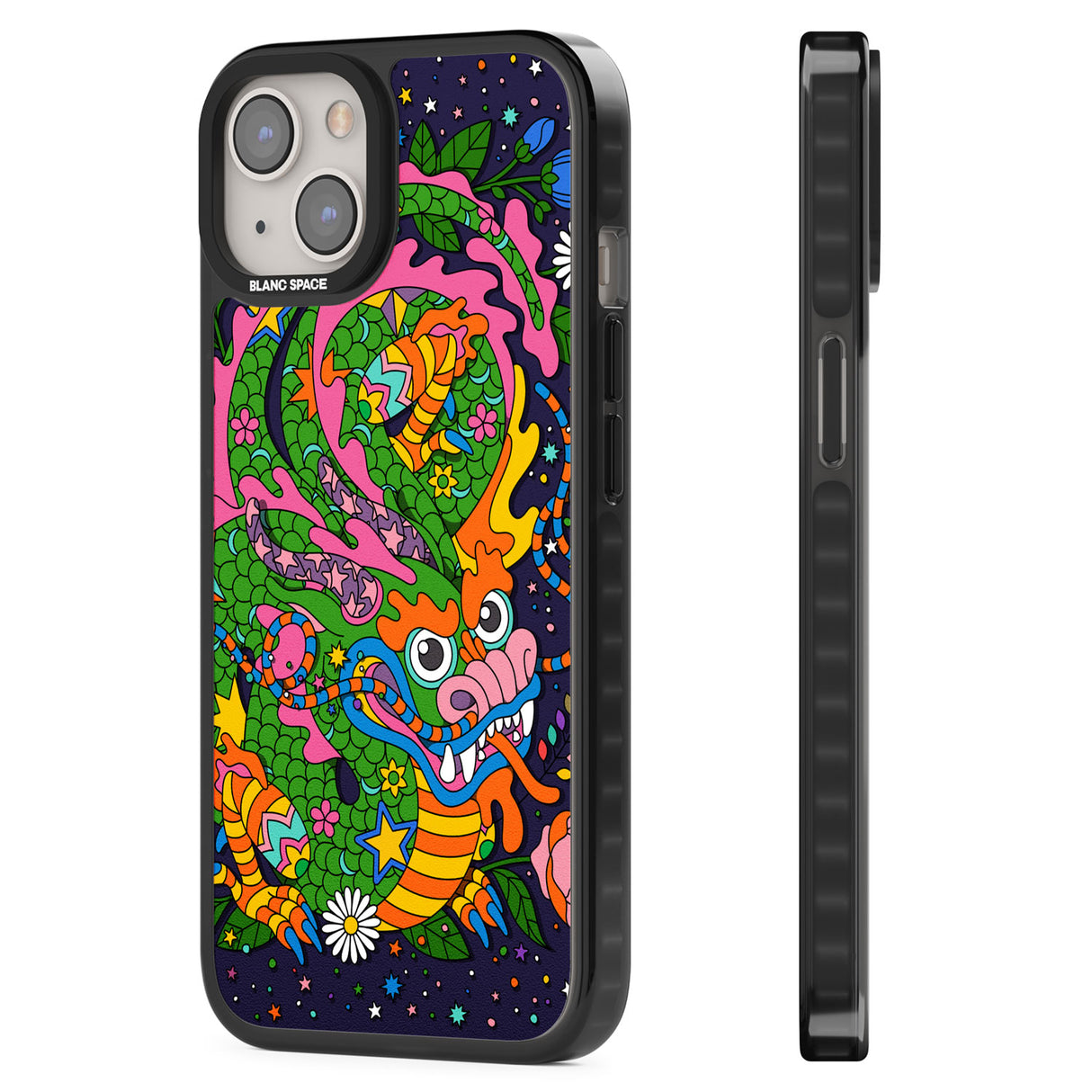 Psychedelic Jungle Dragon (Purple) Black Impact Phone Case for iPhone 13, iPhone 14, iPhone 15