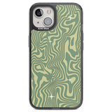 Green Abstract Wave Black Impact Phone Case for iPhone 13, iPhone 14, iPhone 15