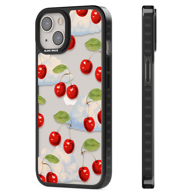 Vintage Cherries & Clouds Black Impact Phone Case for iPhone 13, iPhone 14, iPhone 15