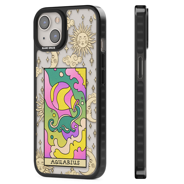 Celestial Zodiac - Aquarius Black Impact Phone Case for iPhone 13, iPhone 14, iPhone 15