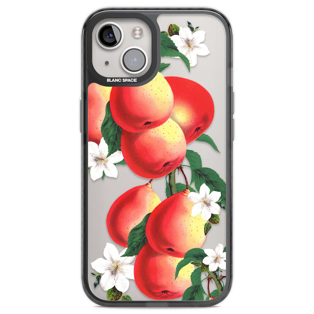 Vintage Painted Peaches Black Impact Phone Case for iPhone 13, iPhone 14, iPhone 15