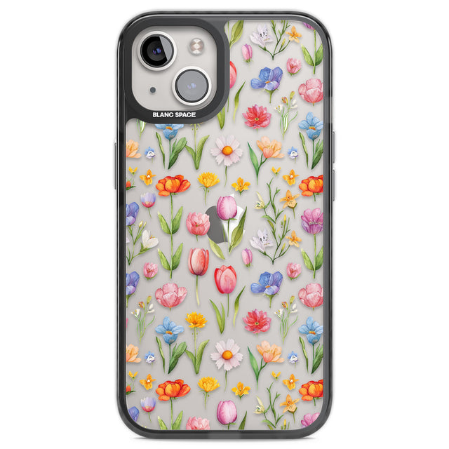 Small Flower Mix Black Impact Phone Case for iPhone 13, iPhone 14, iPhone 15