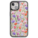 Red, Pink & Purple Flowers Black Impact Phone Case for iPhone 13, iPhone 14, iPhone 15