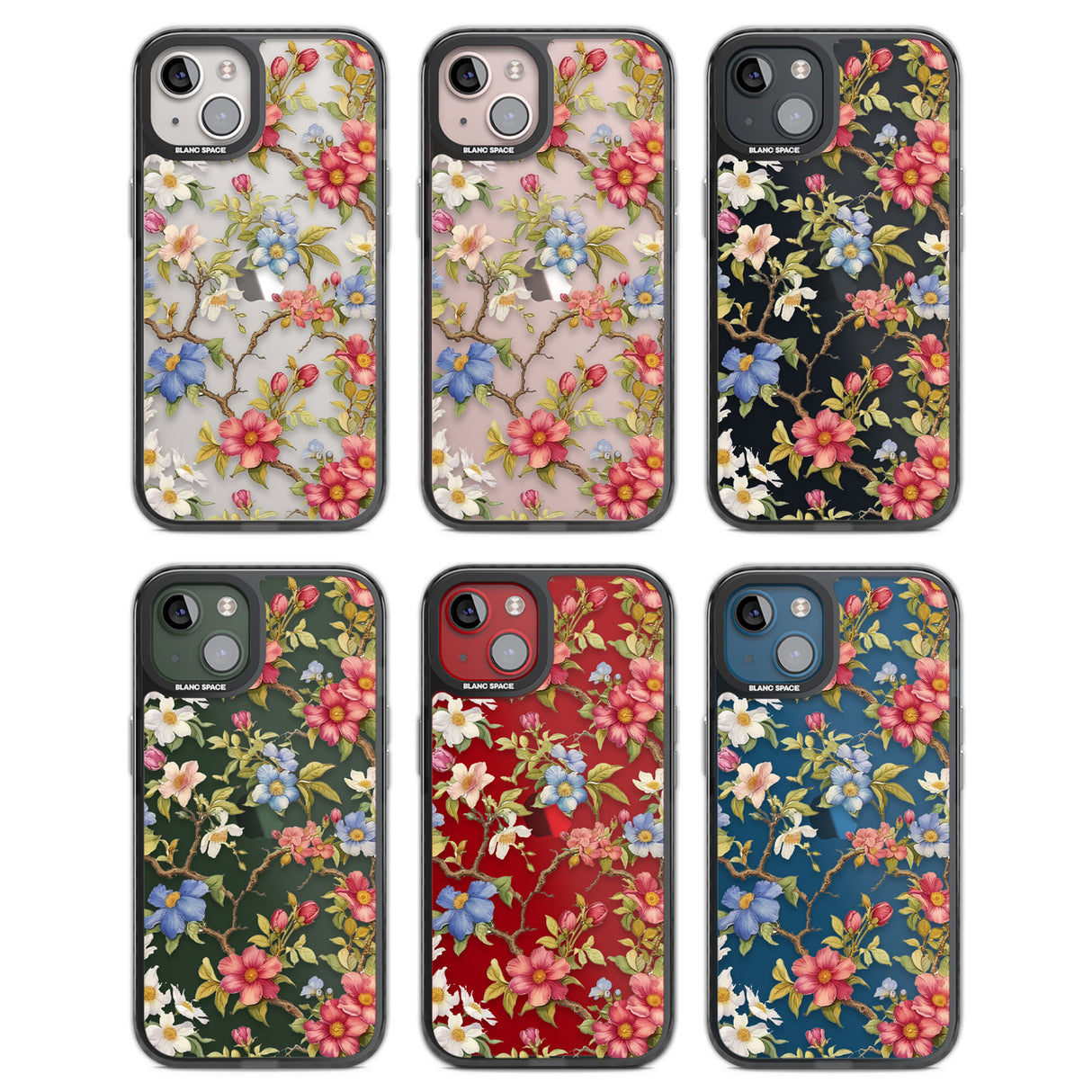 Vintage Vines & Flowers Black Impact Phone Case for iPhone 13, iPhone 14, iPhone 15