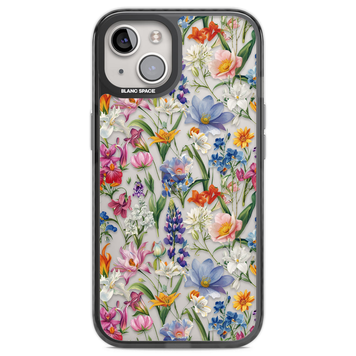 Vintage Wildflowers Black Impact Phone Case for iPhone 13, iPhone 14, iPhone 15