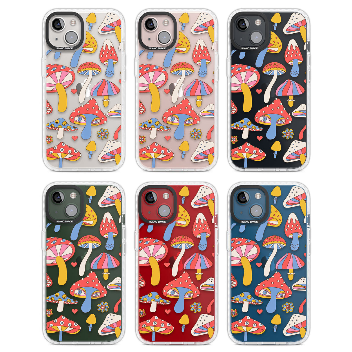 Vibrant Shrooms Clear Impact Phone Case for iPhone 13, iPhone 14, iPhone 15