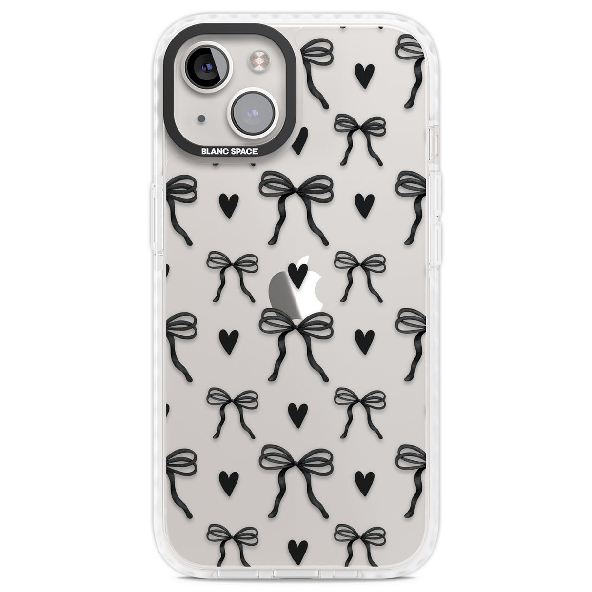 Black Bows & Hearts Clear Impact Phone Case for iPhone 13, iPhone 14, iPhone 15